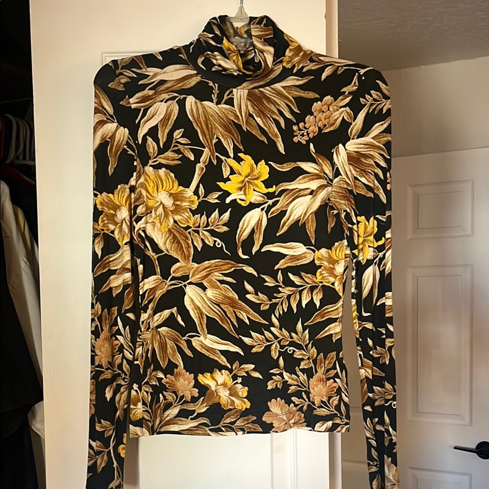 Floral Long Sleeve Turtleneck Top